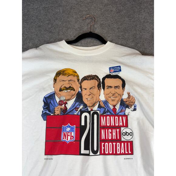 Vintage 90s Monday Night Football NFL Caricature T Shirt Mens XL Salem Employee - Picture 2 of 8